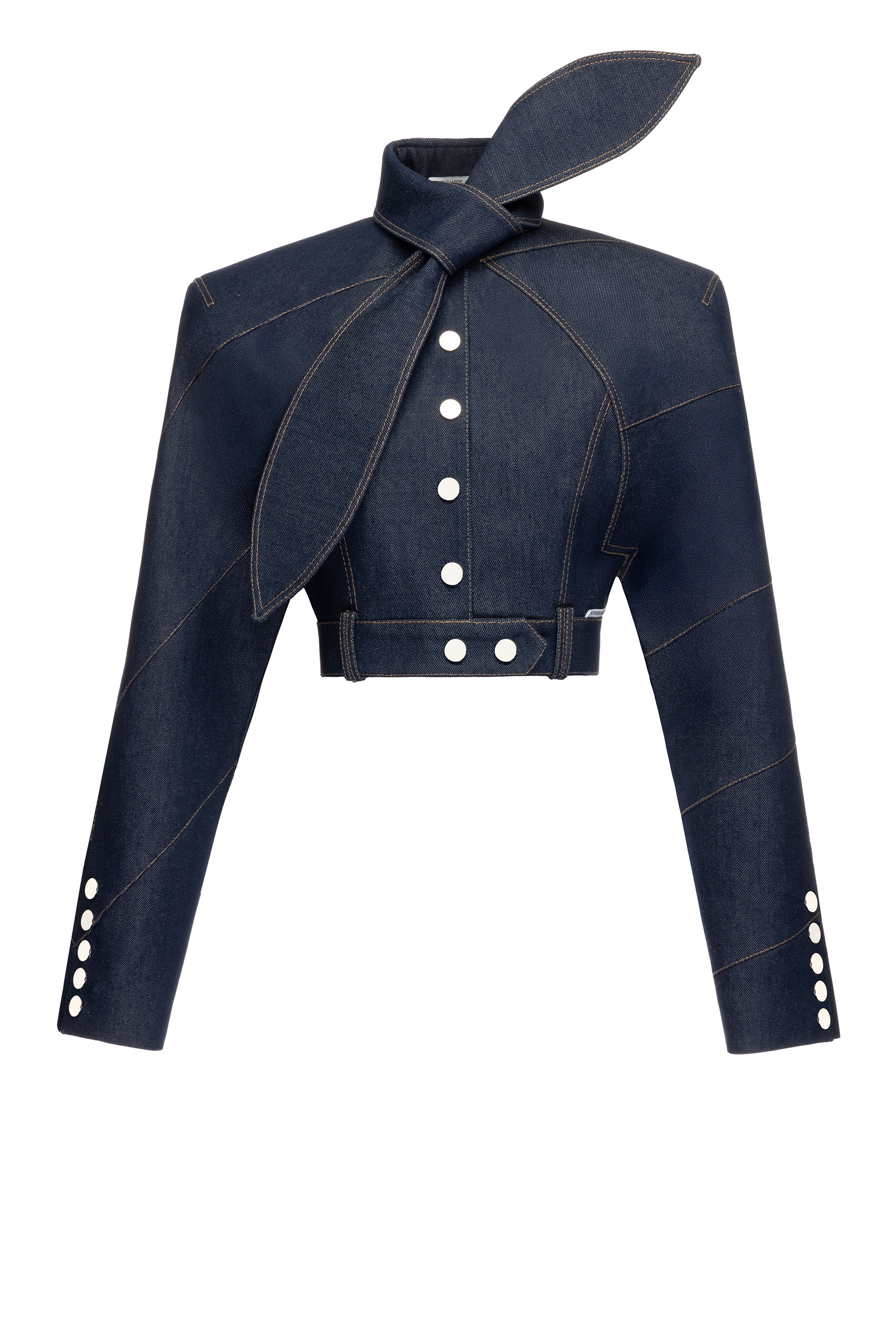 TIE NECK DENIM JACKET - Aleksandre Akhalkatsishvili