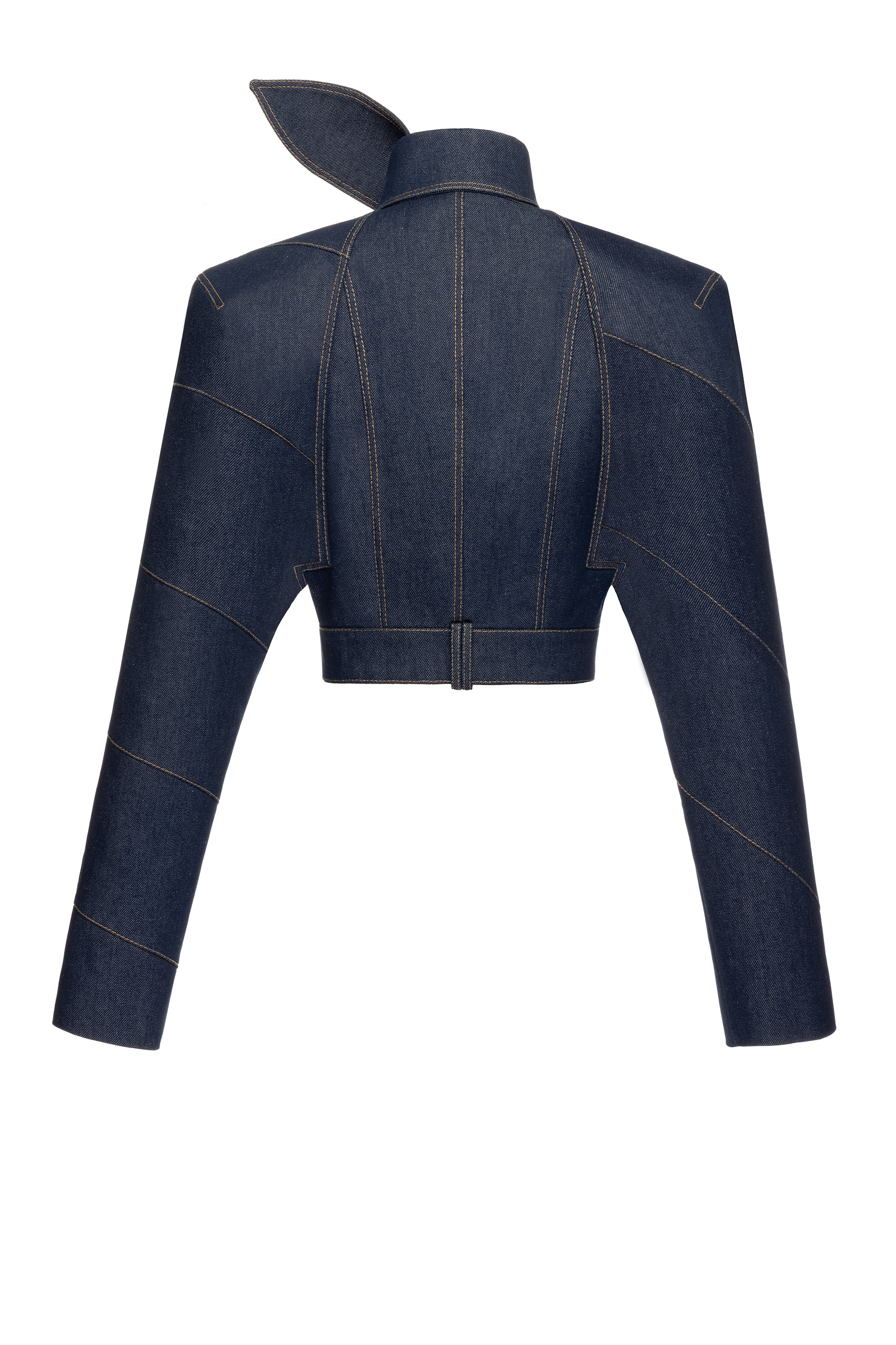 胸郭 Jean-Pierre Barral著 TIE NECK DENIM JACKET - Aleksandre Akhalkatsishvili
